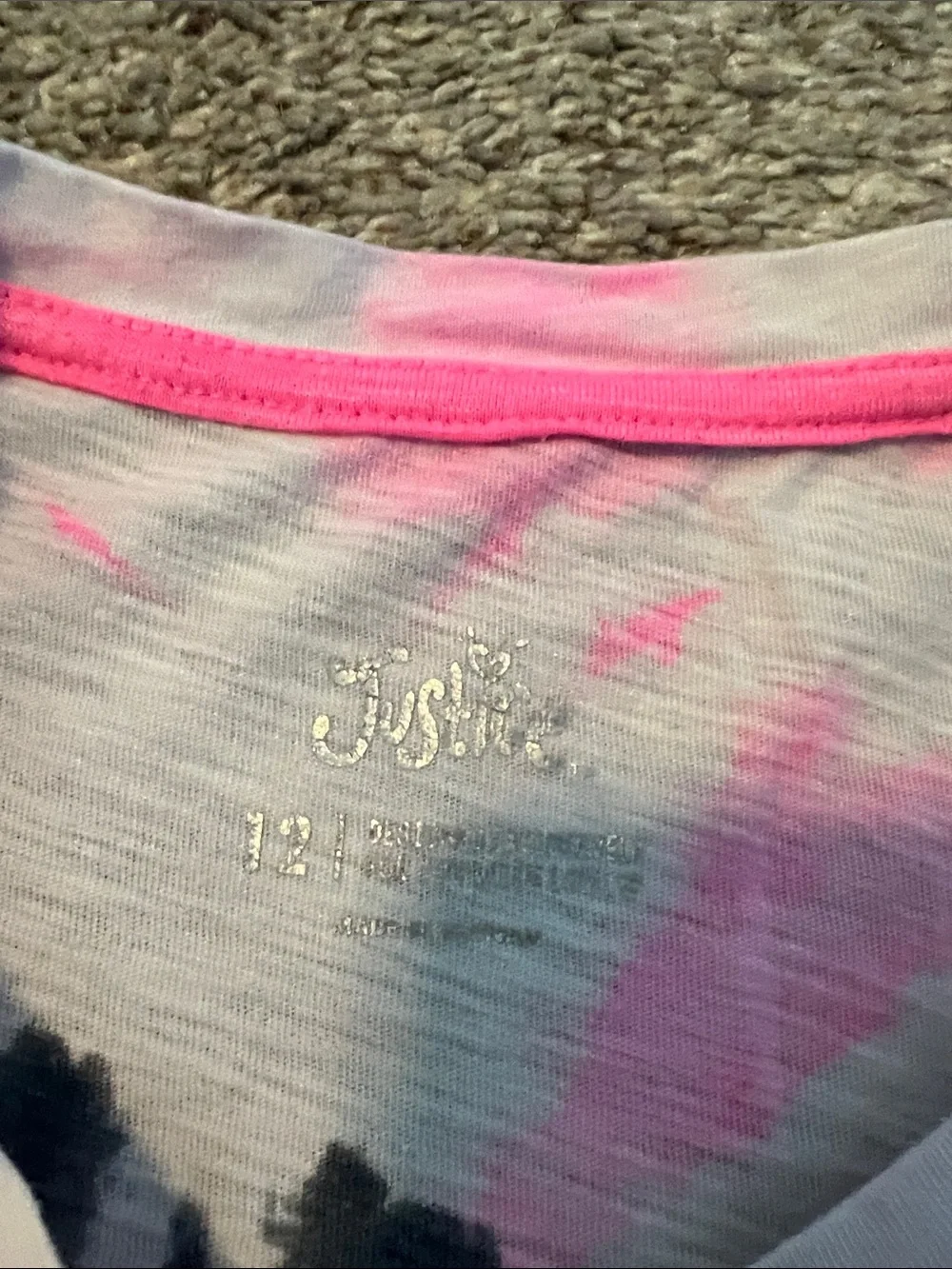 Justice Pink & Black Tie-Dye Tee with Positive Slogan